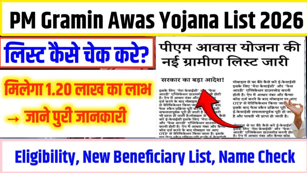 PM Gramin Awas Yojana List 2026 Kaise Check Kare